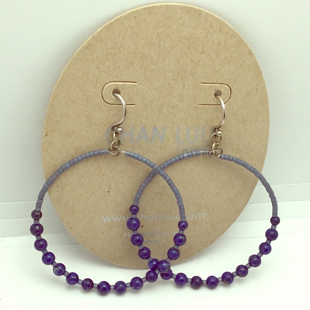 Chan Luu Lapis Beaded Hoop Drop Earrings